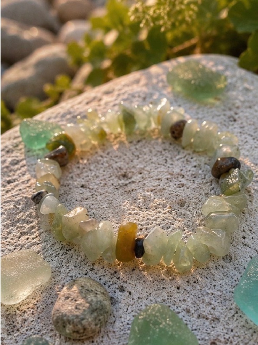 Green Fluorite Stone Chipped Bracelet
